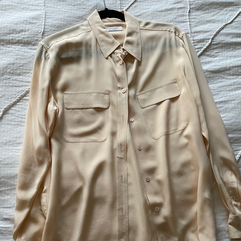 Equipment silk button-down shirt in Peach. 100% silk